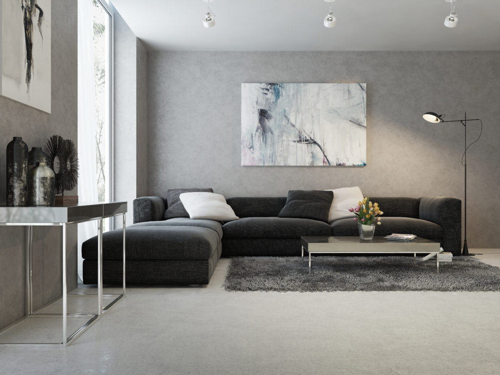 Modern interior of living room, 3d images